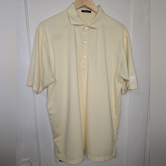 Turtleson Polo Golf Yellow/White Striped Shirt Large - Picture 7 of 9
